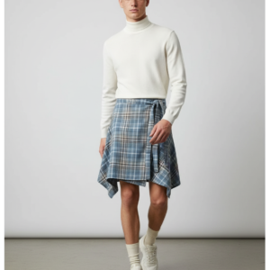 Unisex Layered A Line Wrap Skirt Hiphop Street Dance Checkered Hip Scarf Tie Up Asymmetrical Overskirt Shirt Extender