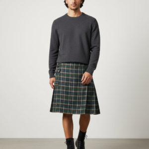 Mens Scottish Plaid Skirts Traditional Highland Tartan Practical Kilt Vintage Pleated Skirt Cosplay Carnival Fancy Party Dress