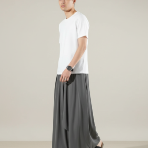 Men's big size wide summer thin hem 9-quarter skirt men's