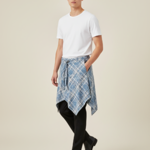 Fashion Tassel Hip Hop Irregular Men and Women Fake Shirt Hem Spring Autumn False Shirt Skirt Half-body Plaid Skirts Womens Saia