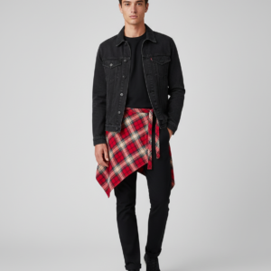 Fashion Tassel Hip Hop Irregular Men and Women Fake Shirt Hem Spring Autumn False Shirt Skirt Half-body Plaid Skirts Womens Saia