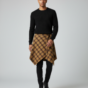 Fashion Tassel Hip Hop Irregular Men and Women Fake Shirt Hem Spring Autumn False Shirt Skirt Half-body Plaid Skirts Womens Saia