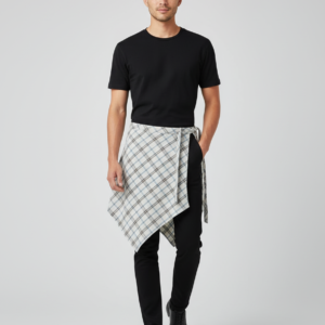 Fashion Tassel Hip Hop Irregular Men and Women Fake Shirt Hem Spring Autumn False Shirt Skirt Half-body Plaid Skirts Womens Saia