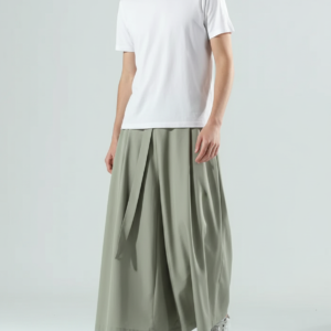 Men's big size wide summer thin hem 9-quarter skirt men's