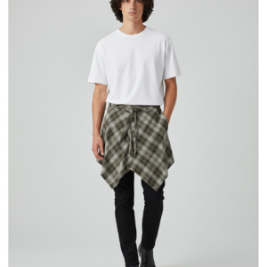 Fashion Tassel Hip Hop Irregular Men and Women Fake Shirt Hem Spring Autumn False Shirt Skirt Half-body Plaid Skirts Womens Saia