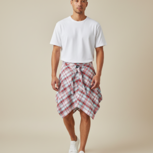 Fashion Tassel Hip Hop Irregular Men and Women Fake Shirt Hem Spring Autumn False Shirt Skirt Half-body Plaid Skirts Womens Saia