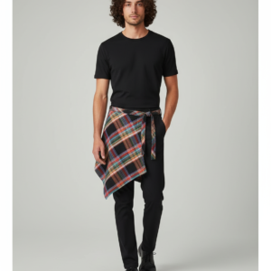 Fashion Tassel Hip Hop Irregular Men and Women Fake Shirt Hem Spring Autumn False Shirt Skirt Half-body Plaid Skirts Womens Saia