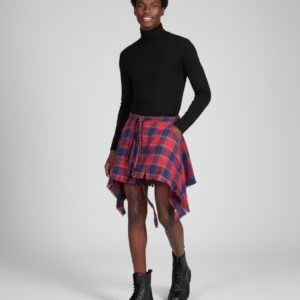 Fashion Tassel Hip Hop Irregular Men and Women Fake Shirt Hem Spring Autumn False Shirt Skirt Half-body Plaid Skirts Womens Saia