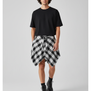 Fashion Tassel Hip Hop Irregular Men and Women Fake Shirt Hem Spring Autumn False Shirt Skirt Half-body Plaid Skirts Womens Saia