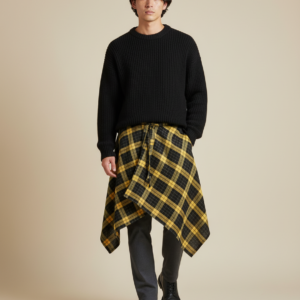 Fashion Tassel Hip Hop Irregular Men and Women Fake Shirt Hem Spring Autumn False Shirt Skirt Half-body Plaid Skirts Womens Saia