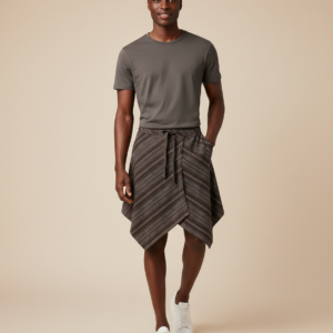 Fashion Tassel Hip Hop Irregular Men and Women Fake Shirt Hem Spring Autumn False Shirt Skirt Half-body Plaid Skirts Womens Saia