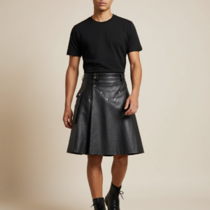 Men Scottish Pleated Skirt PU Holiday Kilt Costume Traditional Stage Performance Party Casual Multicolor Clothing