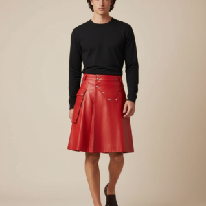 Men Scottish Pleated Skirt PU Holiday Kilt Costume Traditional Stage Performance Party Casual Multicolor Clothing