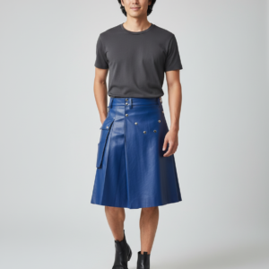 Men Scottish Pleated Skirt PU Holiday Kilt Costume Traditional Stage Performance Party Casual Multicolor Clothing