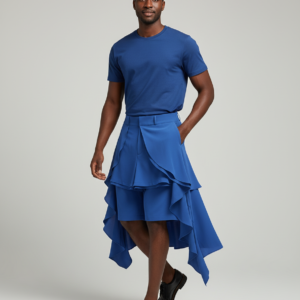 INCERUN Men Ruffles Skirts Loose Shorts Solid Color Casual Men Bottoms Streetwear Short Pant Fashion Trouser Male Oversize S-5XL