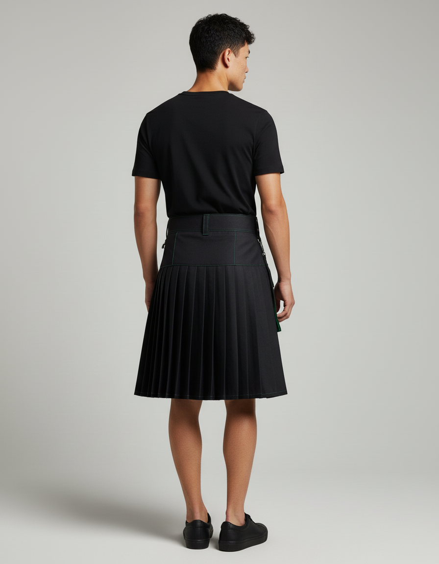 Mens Pocket Tie Rope Scottish Skirt 2024 New Genderless Casual Fashion Medieval Retro Steampunk Contrast Color Skirt Unisex - gallery 1