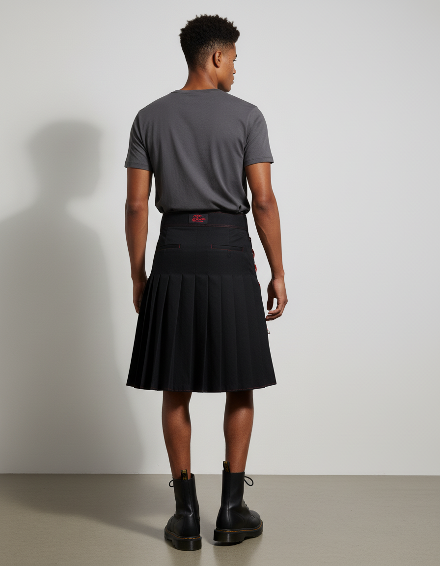 Mens Pocket Tie Rope Scottish Skirt 2024 New Genderless Casual Fashion Medieval Retro Steampunk Contrast Color Skirt Unisex - gallery 1