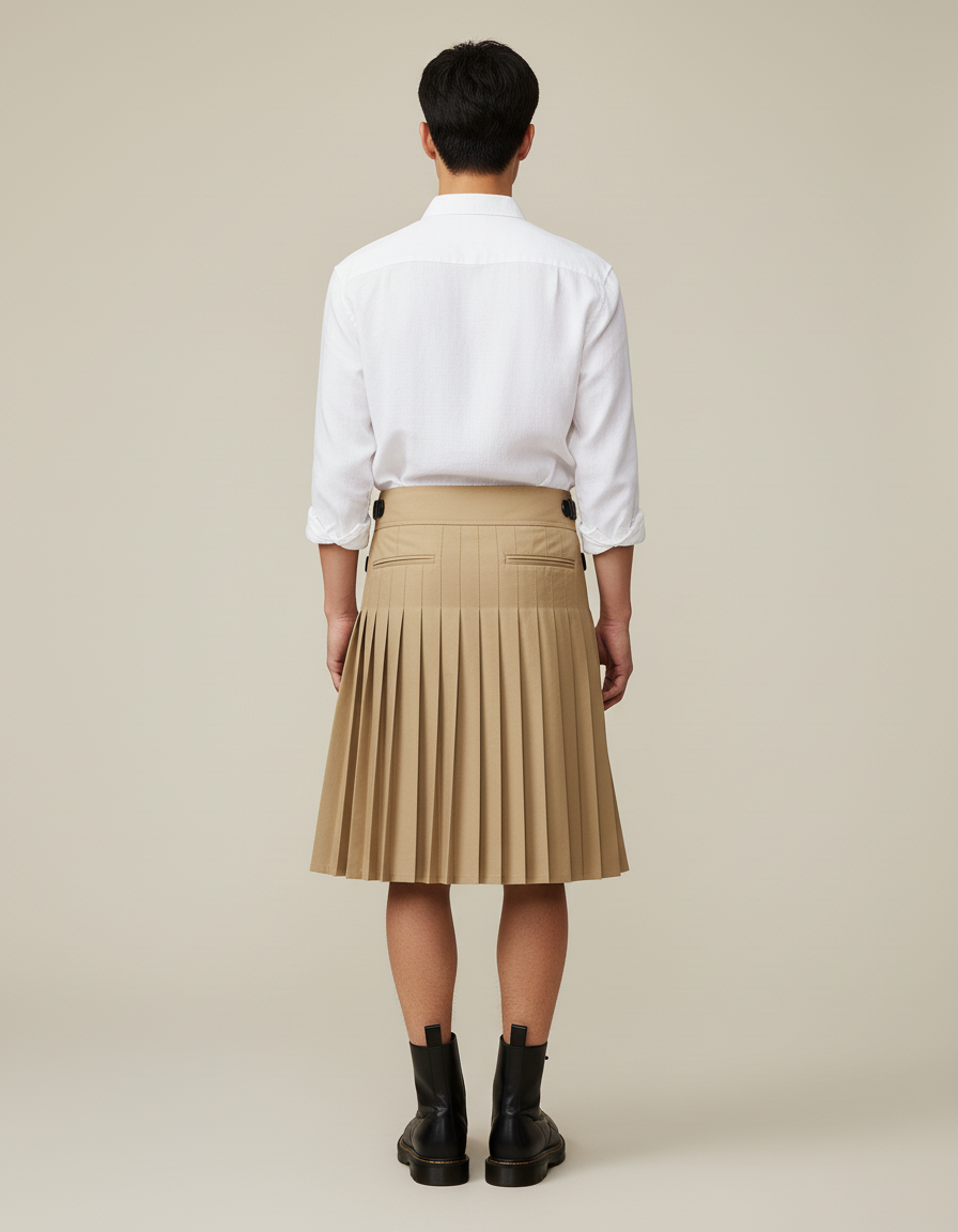 Mens Gothic Punk Plaid Skirt with Medieval Metal Pleated Design for Rave Cosplay and Alternative Fashion Events - gallery 1