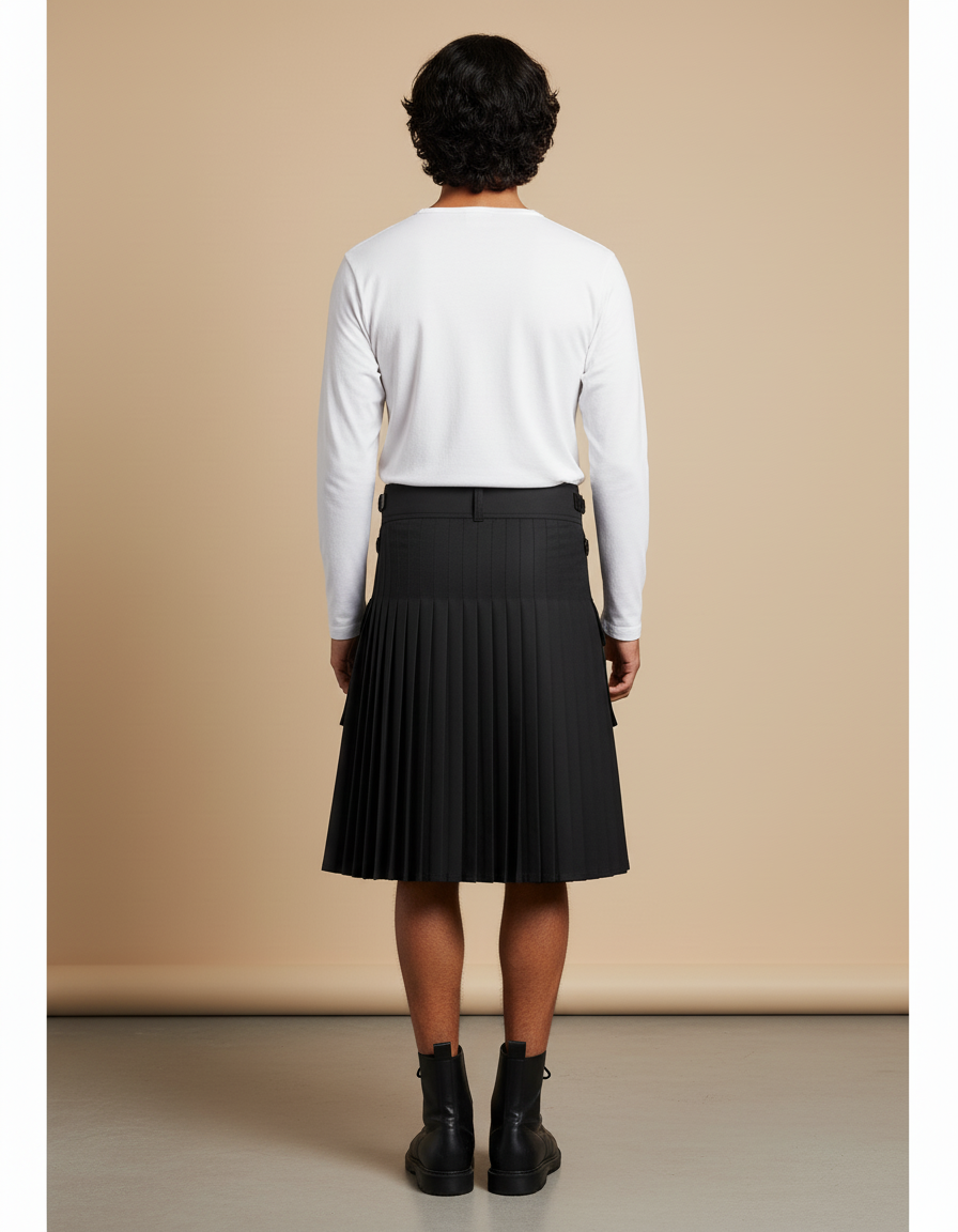 Mens Gothic Punk Plaid Skirt with Medieval Metal Pleated Design for Rave Cosplay and Alternative Fashion Events - gallery 1