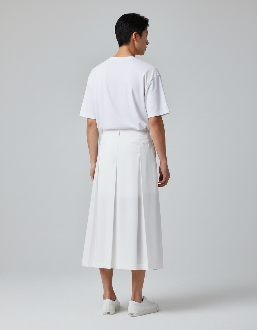 INCERUN Solid Men Casual Pants Pantalons Fashion Hollow Out Long Half Length Skirt Pants Wide Leg Trousers Men's Clothing Summer - gallery 1