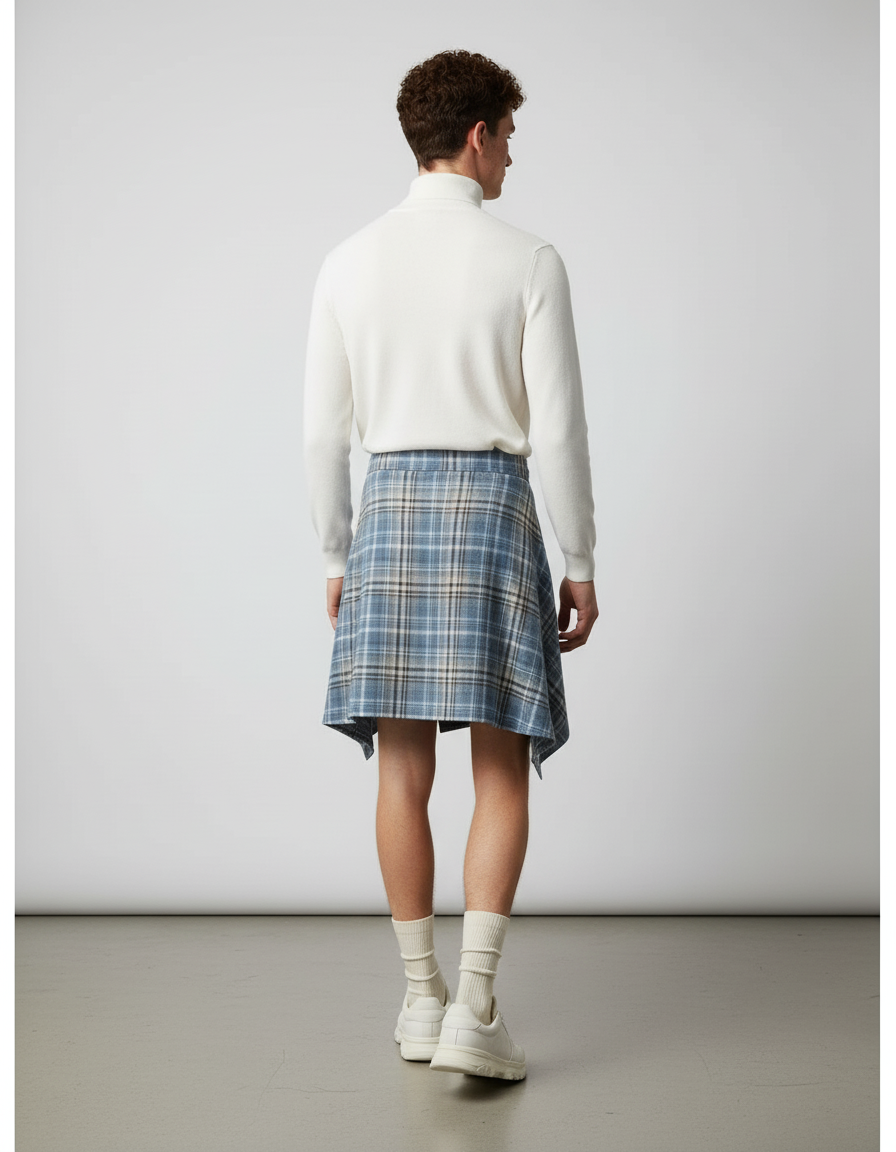 Unisex Layered A Line Wrap Skirt Hiphop Street Dance Checkered Hip Scarf Tie Up Asymmetrical Overskirt Shirt Extender - gallery 1