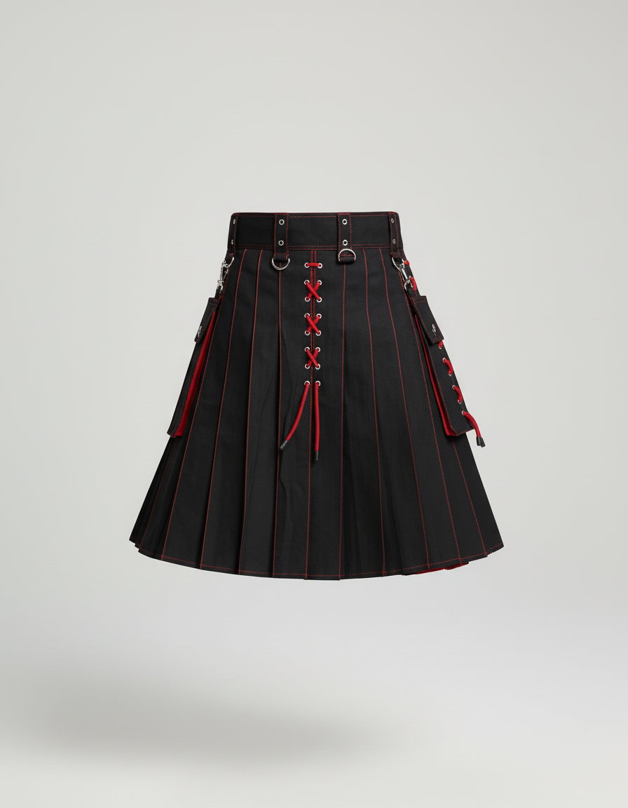 Scotland Irish Hybrid Tartan Kilt Adult Men's Morden Pleated Skirt Pocket Hybrid Bottom National Holiday Costume Utility Outfit - gallery 2