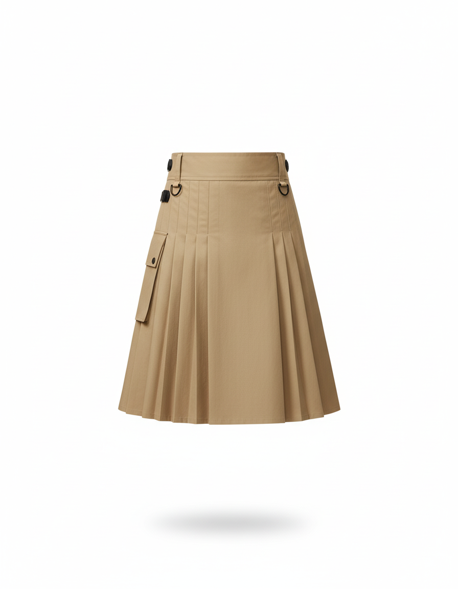 Mens Gothic Punk Plaid Skirt with Medieval Metal Pleated Design for Rave Cosplay and Alternative Fashion Events - gallery 2