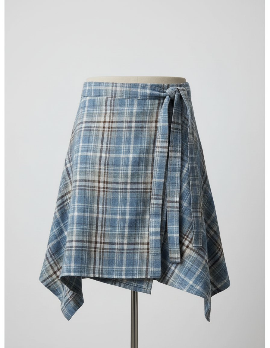 Unisex Layered A Line Wrap Skirt Hiphop Street Dance Checkered Hip Scarf Tie Up Asymmetrical Overskirt Shirt Extender - gallery 2