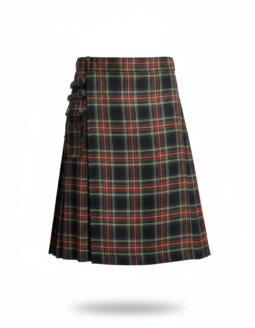Mens Scottish Plaid Skirts Traditional Highland Tartan Practical Kilt Vintage Pleated Skirt Cosplay Carnival Fancy Party Dress - gallery 2