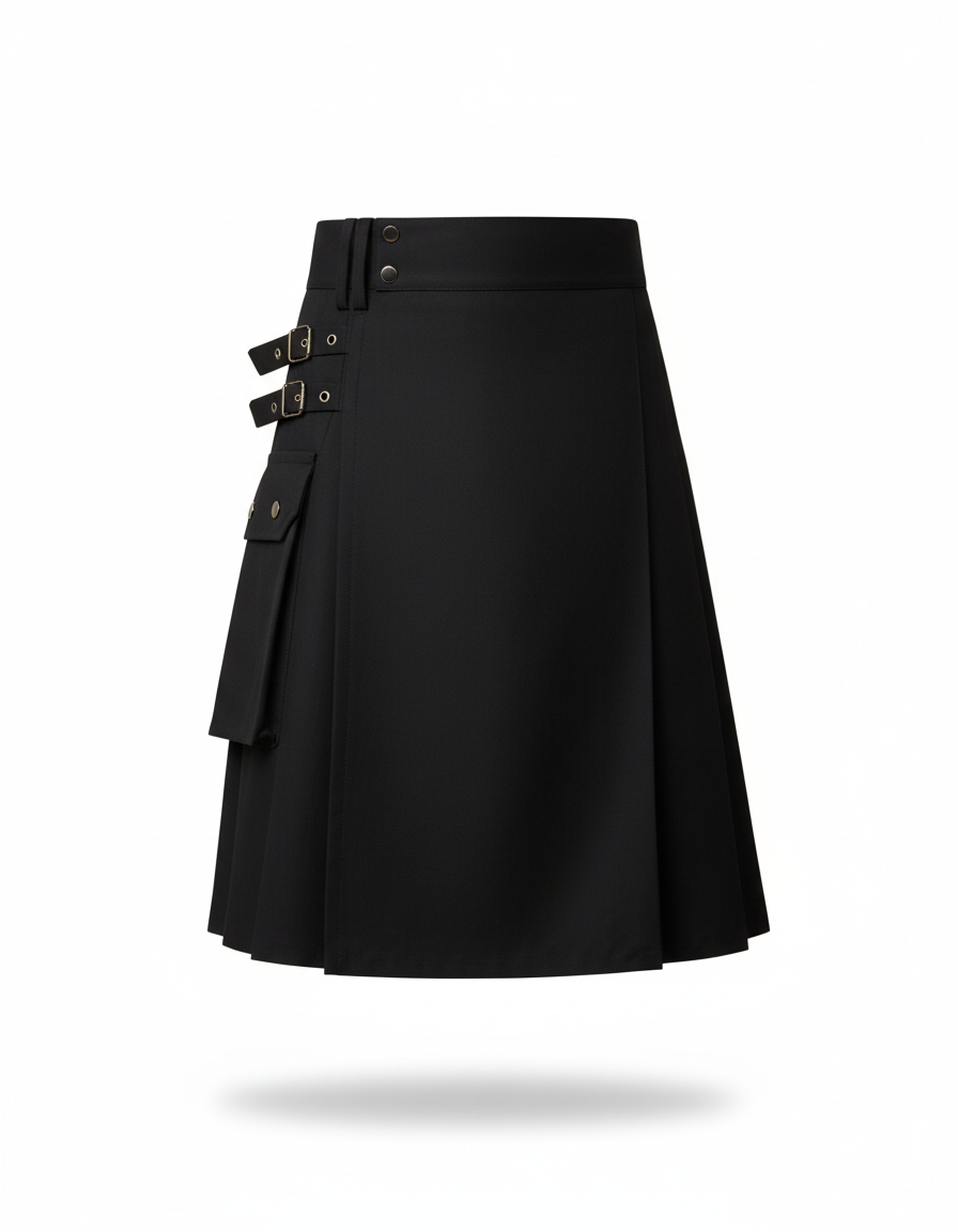 Mens Fashion Scottish Style Plaid Contrast Color Pocket Pleated Skirt Men S Pants with Elastic Waistband - gallery 2