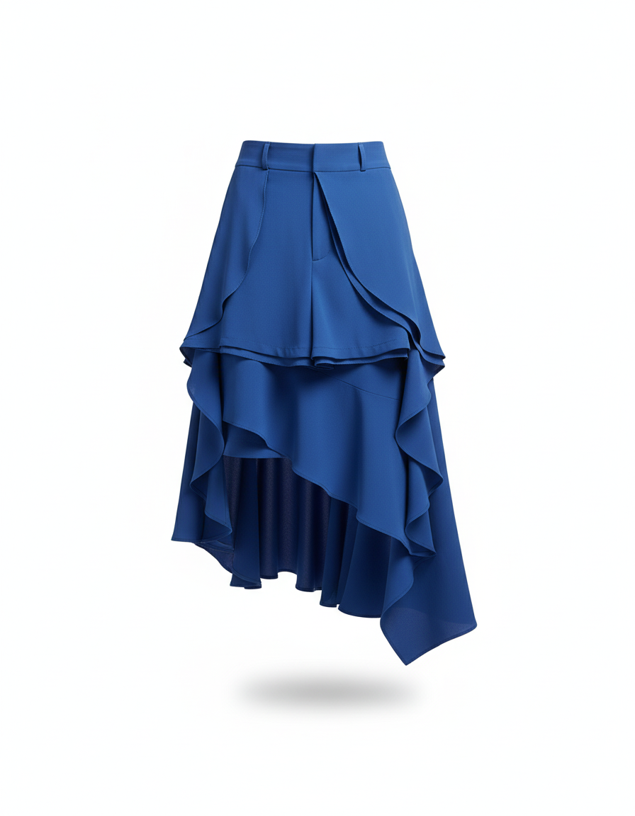 INCERUN Men Ruffles Skirts Loose Shorts Solid Color Casual Men Bottoms Streetwear Short Pant Fashion Trouser Male Oversize S-5XL - gallery 2